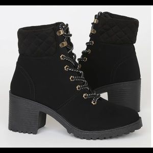 Annella Black Nubuck Lace-Up Women Ankle Boots
